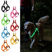 BadPiggies Light Up Dog Harness, USB Rechargeable No Pull Dog Vest Reflective Harness for Small Medium Large Pets L, Pink