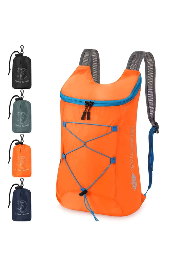 BadPiggies Lightweight Packable Backpack Waterproof Foldable Hiking Bag Travel Daypack 20L (Orange)