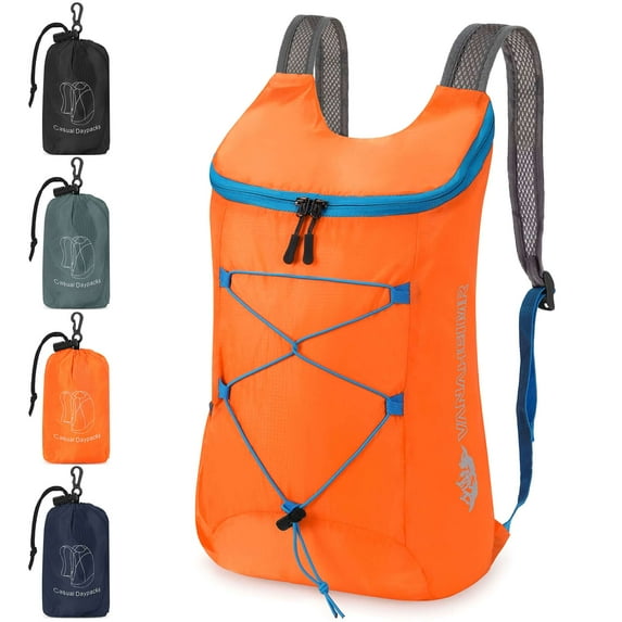 BadPiggies Lightweight Packable Backpack Waterproof Foldable Hiking Bag Travel Daypack 20L (Orange)