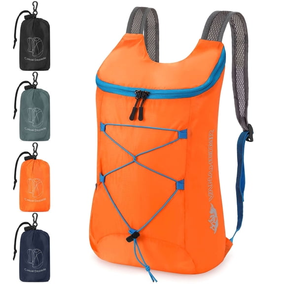 BadPiggies Lightweight Packable Backpack Waterproof Foldable Hiking Bag Travel Daypack 20L (Orange)