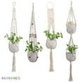 thumbnail image 1 of BadPiggies Macrame Plant Hangers, Hanging Planter Handmade Plant Holder Stand Cotton Rope 4 Legs Flower Pots Boho Indoor Outdoor Home Decor (Type B 35.4"), 1 of 10