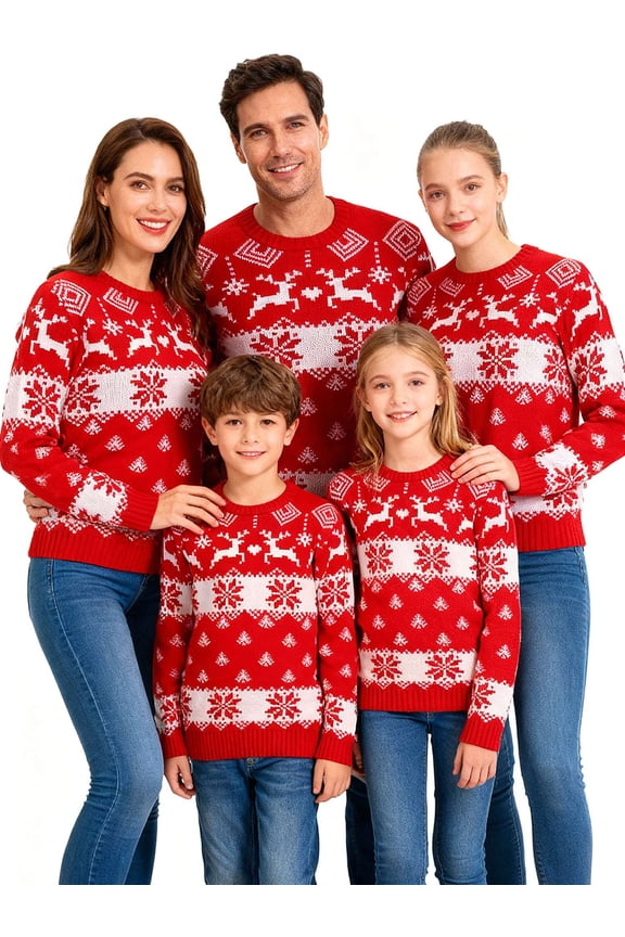 BadPiggies Matching Family Christmas Sweater Ugly Knitted Pullover Couples Long Sleeve Crewneck Holiday Jumper - Men