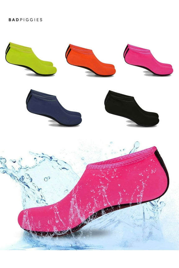 BadPiggies Men Women Barefoot Water Park Skin Shoes Aqua Socks Unisex Beach Swim Pool Surf Exercise Shoes (Black, 3XL)
