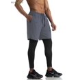 thumbnail image 1 of BadPiggies Men's 2 in 1 Running Compression Tights Pants Quick Dry Athletic Workout Legging with Zipper Pockets Towel Loop (S, Gray), 1 of 8