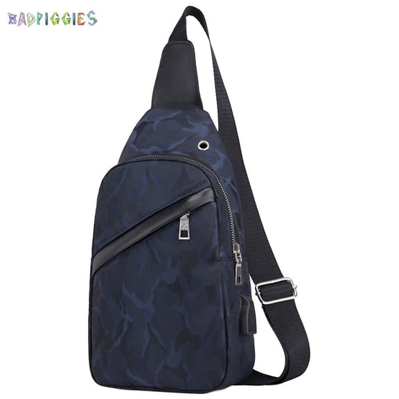 BadPiggies Men's Sling Bag Multipurpose Daypack Shoulder Chest Crossbody Bag with USB Charging Port
