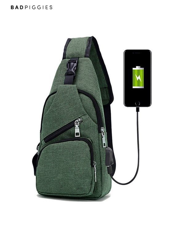 BadPiggies Men's Sling Crossbody Backpack, Green