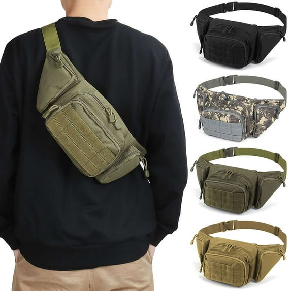 BadPiggies Mens Waist Bag, Waterproof Utility Fanny Pack Outdoor Bag Pouch Camping Hiking Belt Bags