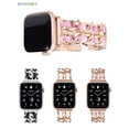 thumbnail image 1 of BadPiggies Metal Replacement Apple Watch Bands Genuine Leather Adjustable Wristband Compatible for iWatch SE Series 7 6 5 4 3 2 1, 1 of 9
