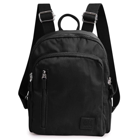 BadPiggies Mini Backpack Purse for Women, Small Nylon Day Packs Waterproof Multi-Pockets Ladies Travel Bag - Black