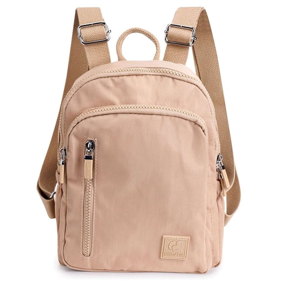 BadPiggies Mini Backpack Purse for Women, Small Nylon Day Packs Waterproof Multi-Pockets Ladies Travel Bag - Khaki