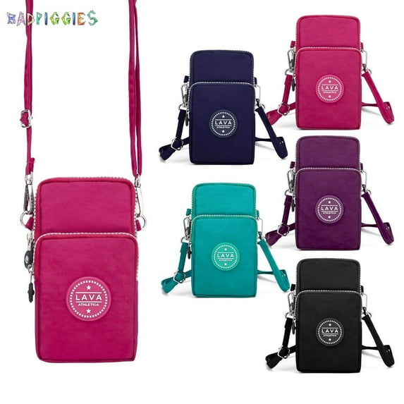 BadPiggies Mini Nylon Crossbody Bag Casual Phone Coin Purse Adjustable Strap Zipper Shoulder Bag (Rose Red)