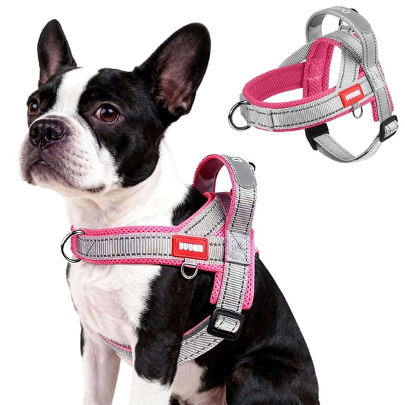 BadPiggies No Pull Dog Harness Reflective Adjustable Soft Padded Pet Vest with Handle Easy Control for Small Medium Large Dogs (XL, Pink)