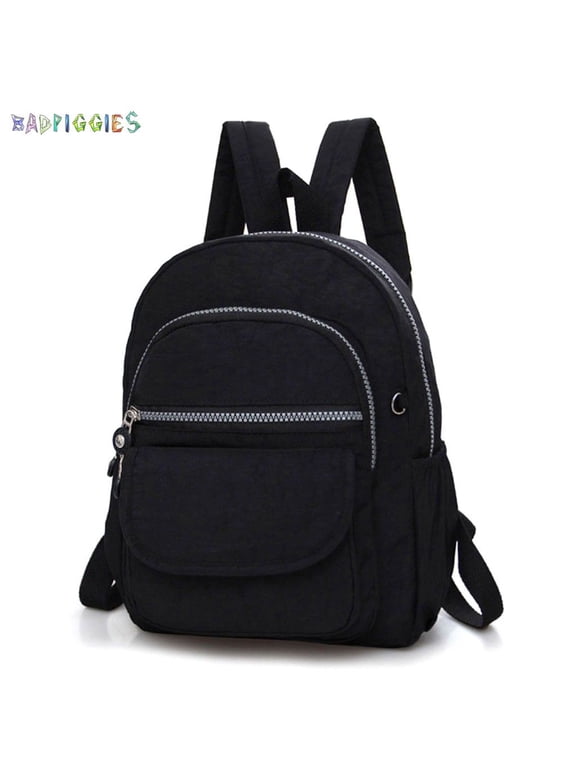 BadPiggies Waterproof Nylon Travel Backpacks Casual Shoulder Bag Lightweight Small Daypack for Women, Black