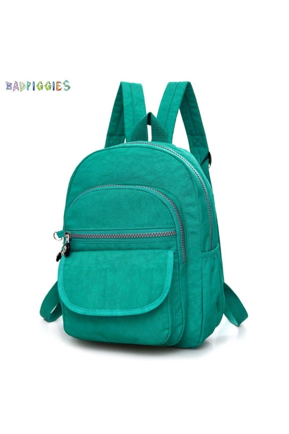 BadPiggies Waterproof Nylon Travel Backpacks Casual Shoulder Bag Lightweight Small Daypack for Women, Lake Green