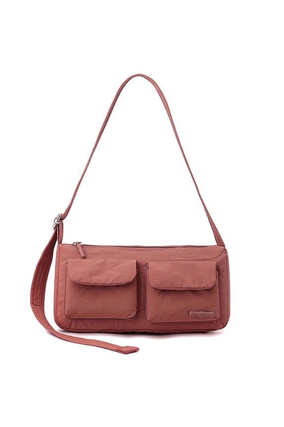 BadPiggies Nylon Shoulder Bag for Women Waterproof Crossbody Purse Casual Handbag with Adjustable Strap - Red