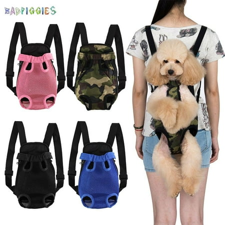 BadPiggies Pet Carrier Backpack Adjustable Front Cats Dogs Legs Out Carrier Travel Bag for Small Medium Puppies (L, Blue)