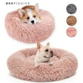 thumbnail image 1 of BadPiggies Pet Dog Cat Bed Kennels Warm Sleeping Cushion Plush Donut Faux Fur Round Nest (Pink, 32*32inches), 1 of 7