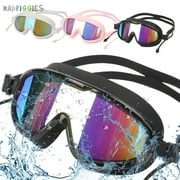 BadPiggies Polarized Swimming Goggles Anti Fog UV Protection No Leak Clear Vision Swim Glasses for Men Women Adults Teenagers (White)