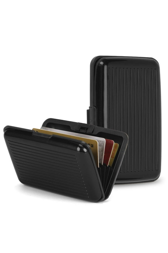 BadPiggies RFID Blocking Credit Card Holder Business Aluminum Hard Case Metal Wallet for Men & Women - Black