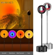 BadPiggies Rainbow Sunset Lamp 360 Degree Rotating Night Light Projector Led Floor Lamp Decoration Ambient Light for Home, Bar, Party, Photography (Black+Rainbow)