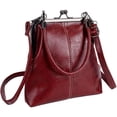 thumbnail image 1 of BadPiggies Retro PU Leather Handbags for Women, Kiss Lock Crossbody Tote Bag Stylish Shoulder Purses - Red, 1 of 9
