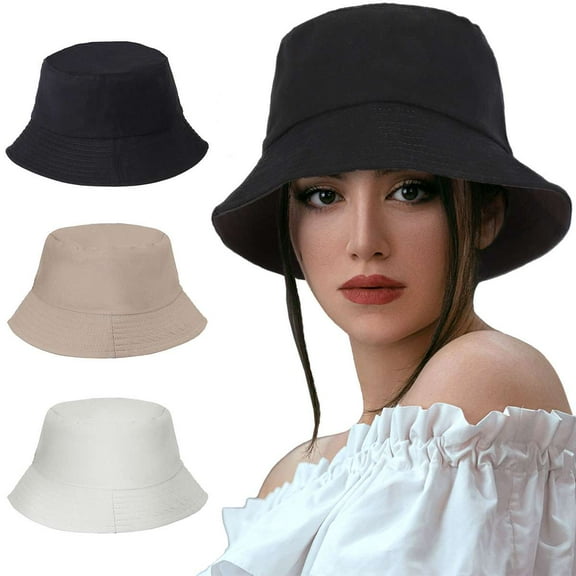 BadPiggies Reversible Bucket Hat UPF 50+ Cotton Packable Cap Unisex for Outdoor Summer Beach Travel (Black)