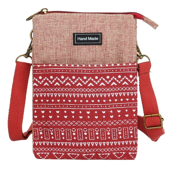 BadPiggies Roomy Cell Phone Purse Wallet Canvas Small Crossbody Purse Bags with Adjustable Strap for Women Girls (Red)
