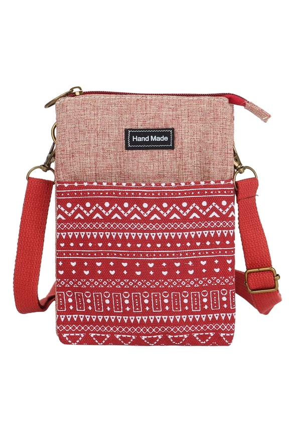 BadPiggies Roomy Cell Phone Purse Wallet Canvas Small Crossbody Purse Bags with Adjustable Strap for Women Girls (Red)