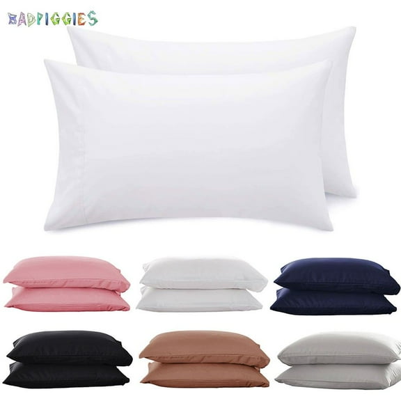 BadPiggies Set of 2 Pure Cotton Bed Pillow Case Pillow Covers Ultra Soft Solid Pillowcases (White)