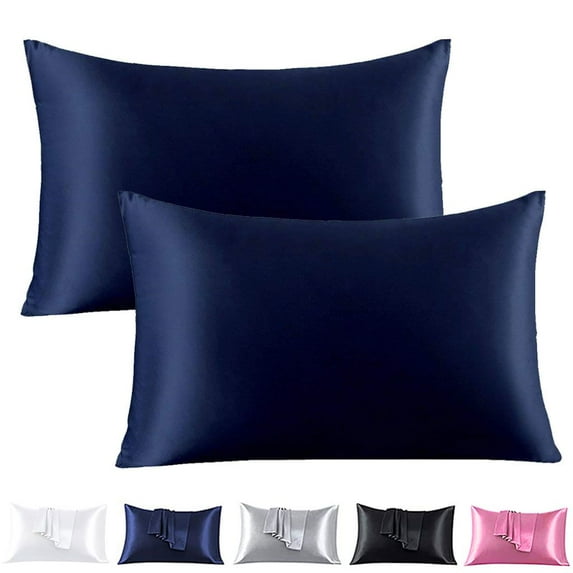 BadPiggies Set of 2 Satin Pillowcases for Hair and Skin Soft Pillow Covers with Envelope Closure Queen Size