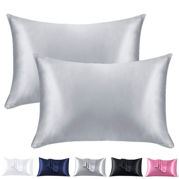 BadPiggies Set of 2 Satin Pillowcases for Hair and Skin Soft Pillow Covers with Envelope Closure Queen Size
