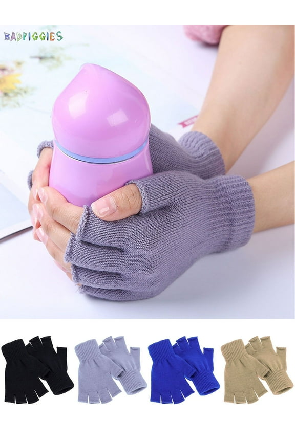 BadPiggies Set of 4 Unisex Half Finger Gloves Winter Warm Stretchy Knit Fingerless Gloves Breathable Outdoor Sun Resistant