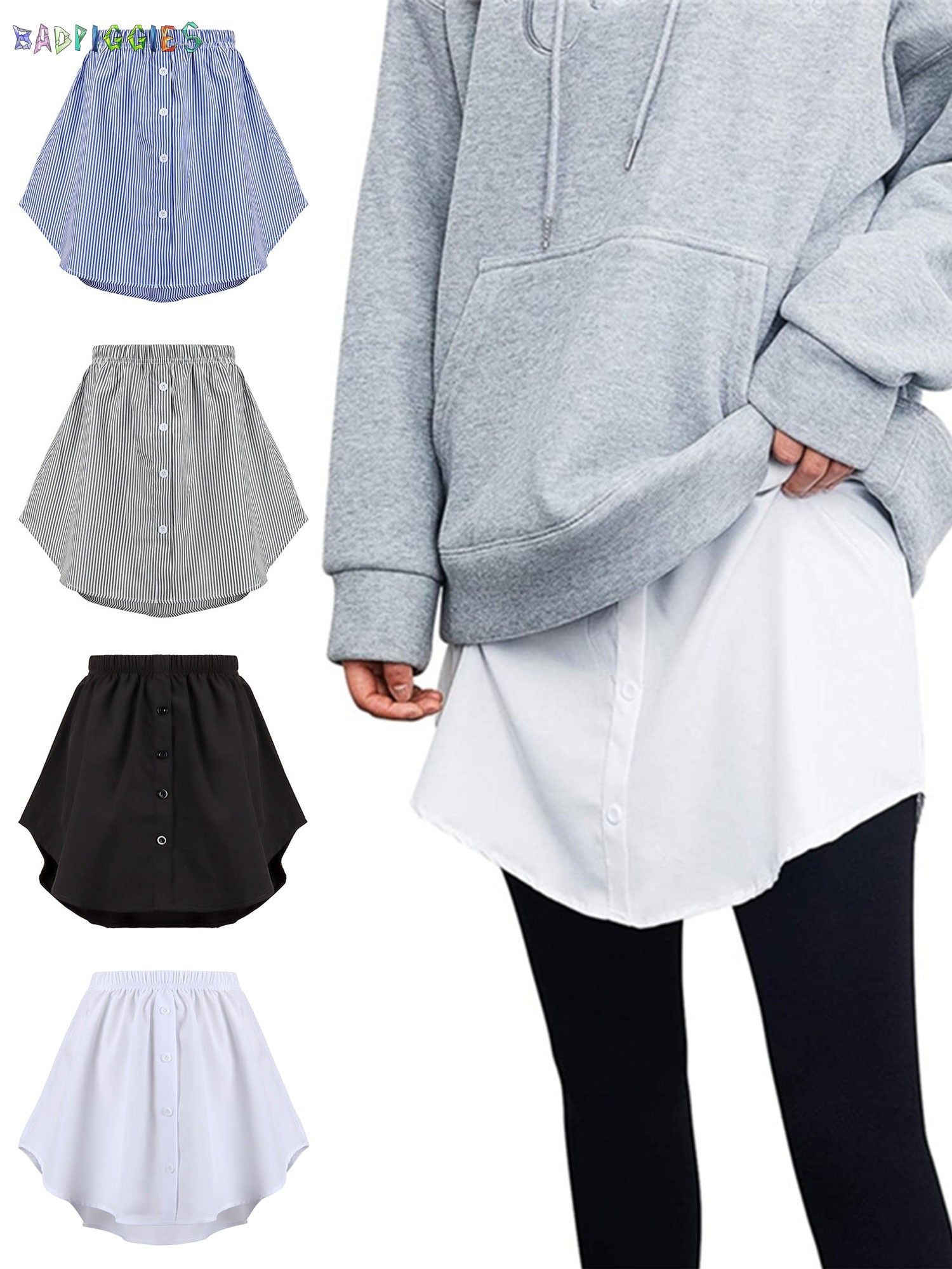 2PCS Shirt Extenders Undershirt Skirts - Adjustable Layering Half Skirts For Women