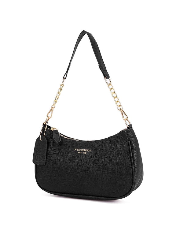 BadPiggies Shoulder Bag for Women PU Leather Cute Hobo Purses and Handbags Underarm Retro Clutch Tote Bags - Black