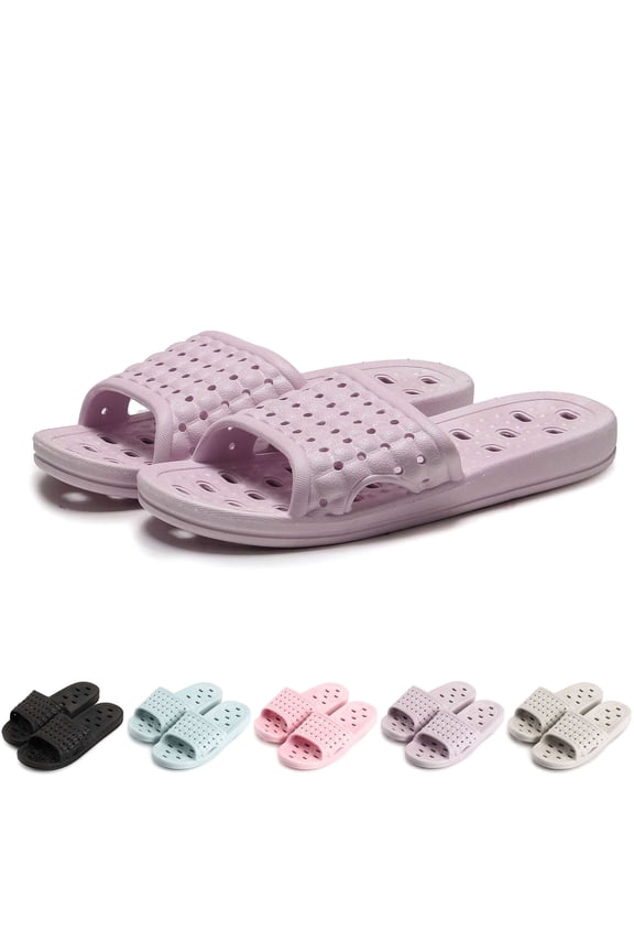 BadPiggies Shower Shoes for Women Men, Quick Drying Non Slip Bath Slippers Clouds Slide Sandal with Drain Holes