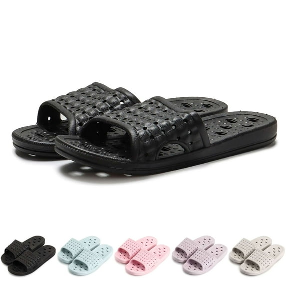 BadPiggies Shower Shoes for Women Men, Quick Drying Non Slip Bath Slippers Clouds Slide Sandal with Drain Holes