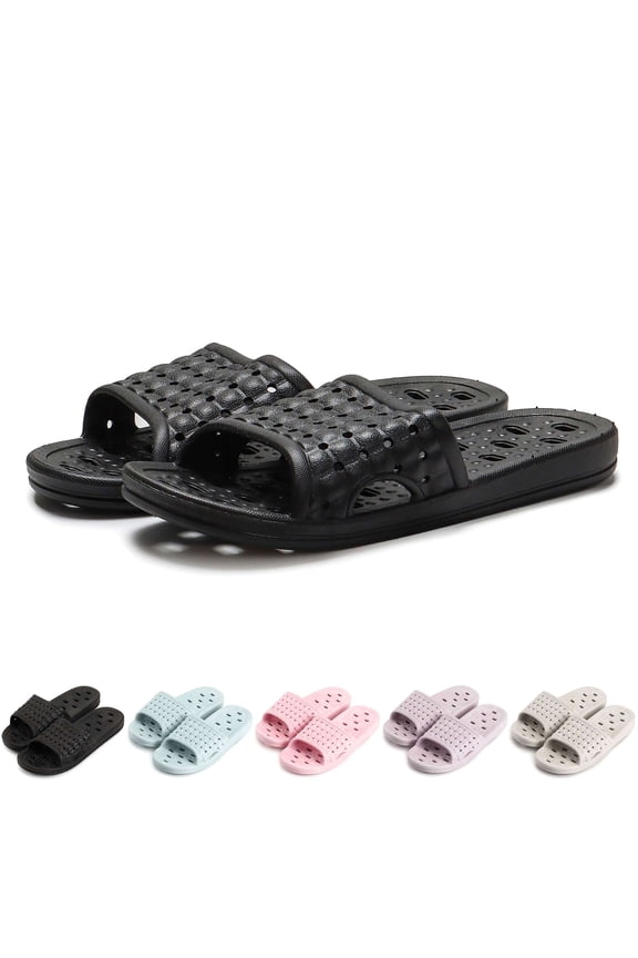 BadPiggies Shower Shoes for Women Men, Quick Drying Non Slip Bath Slippers Clouds Slide Sandal with Drain Holes