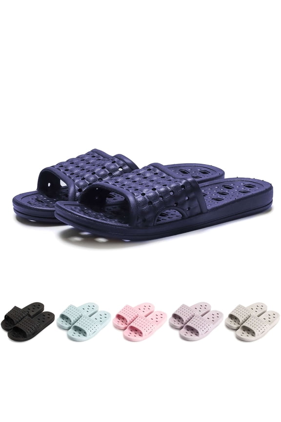 BadPiggies Shower Shoes for Women Men, Quick Drying Non Slip Bath Slippers Clouds Slide Sandal with Drain Holes