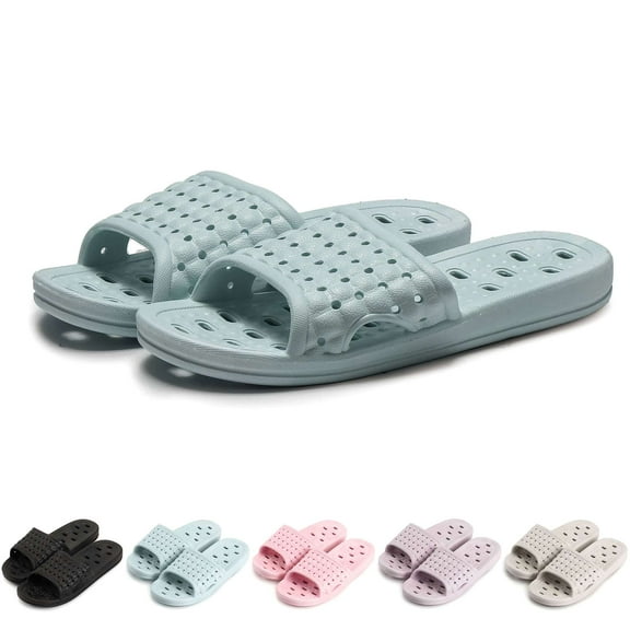 BadPiggies Shower Shoes for Women Men, Quick Drying Non Slip Bath Slippers Clouds Slide Sandal with Drain Holes