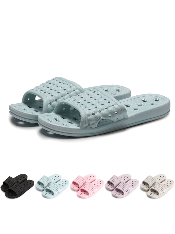 BadPiggies Shower Shoes for Women Men, Quick Drying Non Slip Bath Slippers Clouds Slide Sandal with Drain Holes