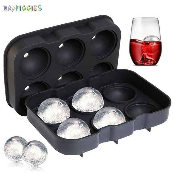 BadPiggies Silicone ICE Ball Maker Set with Funnel Sphere Tray Round Cube Mold For Whiskey Cocktails Party (6 Sphere Mold)