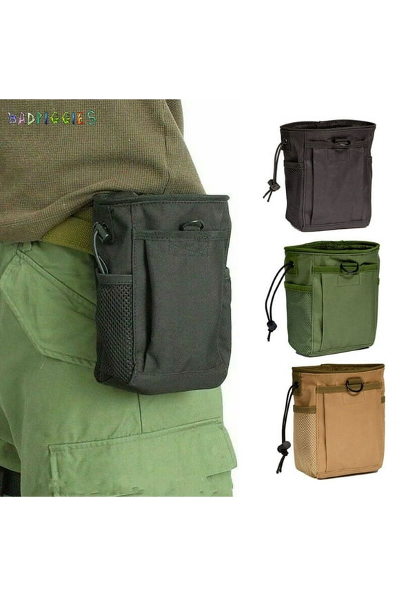 BadPiggies Small Waist Bag Waterproof 600D Nylon Pouch Utility Belt Waist Pack for Camping Hiking Fishing (Black)