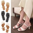 thumbnail image 1 of BadPiggies Square Toe Heeled Sandals for Women, Double Band Low Block Heel Sandals 2.8in Chunky Dressy Sandal Mules, 1 of 9