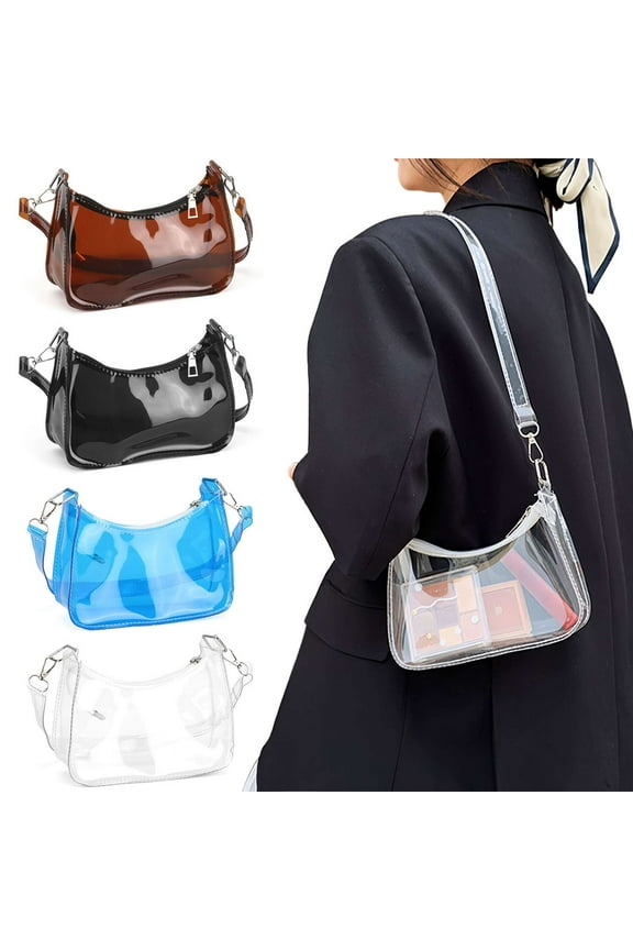 BadPiggies Stadium Approved Clear Shoulder Bag for Women Plastic Zipper Handbags Small Purse Crossbody Bag
