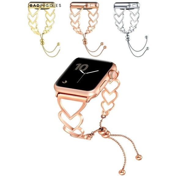 BadPiggies Stainless Steel Bracelet iWatch Band Women Strap for Apple Watch Band 38mm 40mm 42mm 44mm, Replacement Bands for Apple Watch Series 7 6 5 4 3 2 1