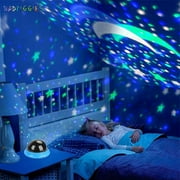 BadPiggies Star Moon Projector Lamp LED Starry Night Light USB Rechargeable Color Changing for Kids Bedroom Xmas Gift, Blue