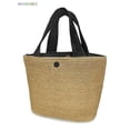 thumbnail image 1 of BadPiggies Straw Tote Bag Boho Summer Beach Woven Bag with Handles Stylish Purses Shoulder Bag for Women Girls (Black) : Size - 11.02*8.27*7.09 inch / 28*21*18 cm, 1 of 9