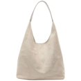 thumbnail image 1 of BadPiggies Suede Tote Bag for Women Retro Hobo Handbag Crescent Slouchy Shoulder Bag - Beige, 1 of 9