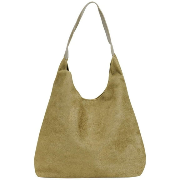 BadPiggies Suede Tote Bag for Women Retro Hobo Handbag Crescent Slouchy Shoulder Bag - Green