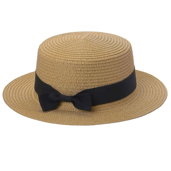 BadPiggies Summer Sun Hat for Women Wide Brim Sun Protection Straw Hat for Beach and Fishing (Khaki)